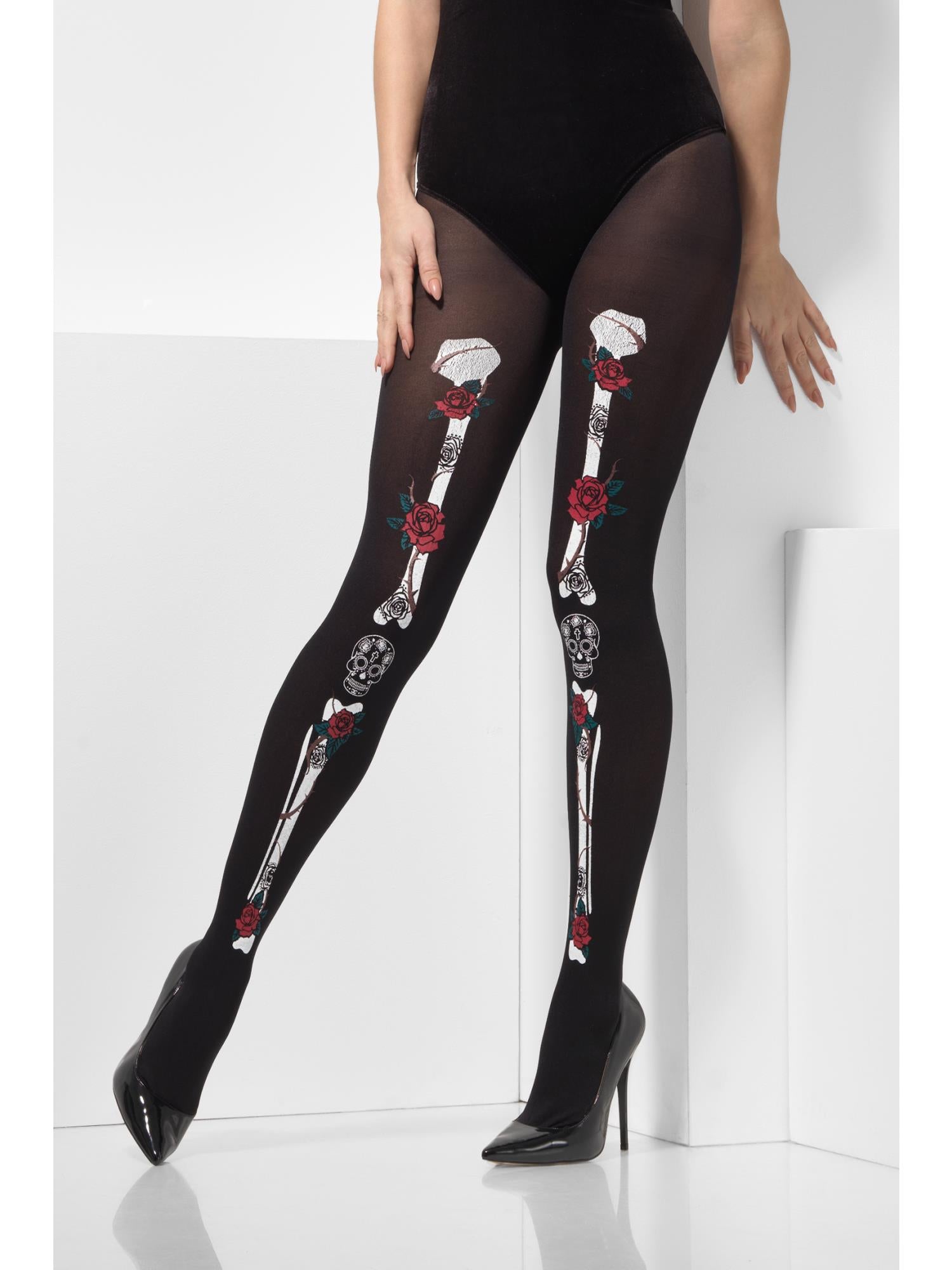 Opaque Day of the Dead Tights, Black 1