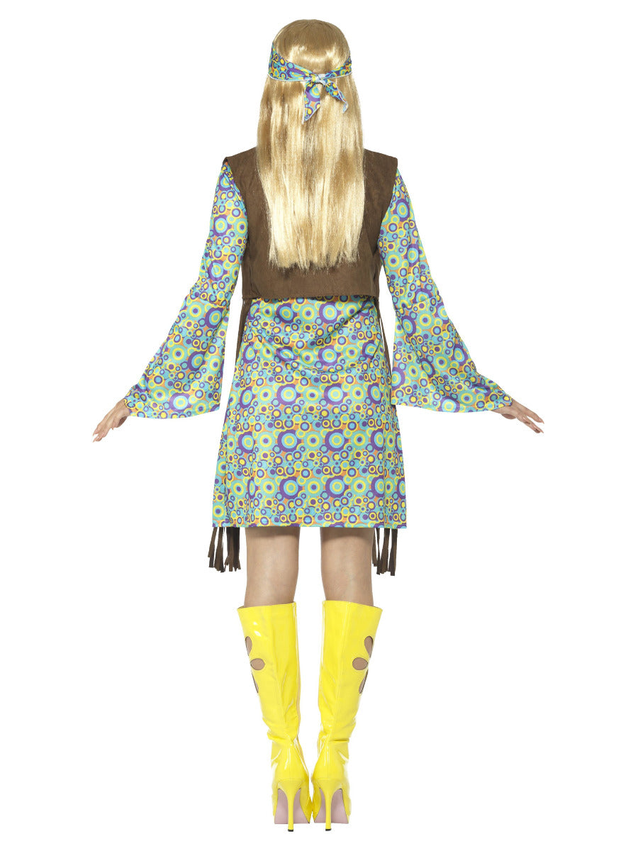 60s Hippie Chick Costume, with Dress, Multi-Colour - 3
