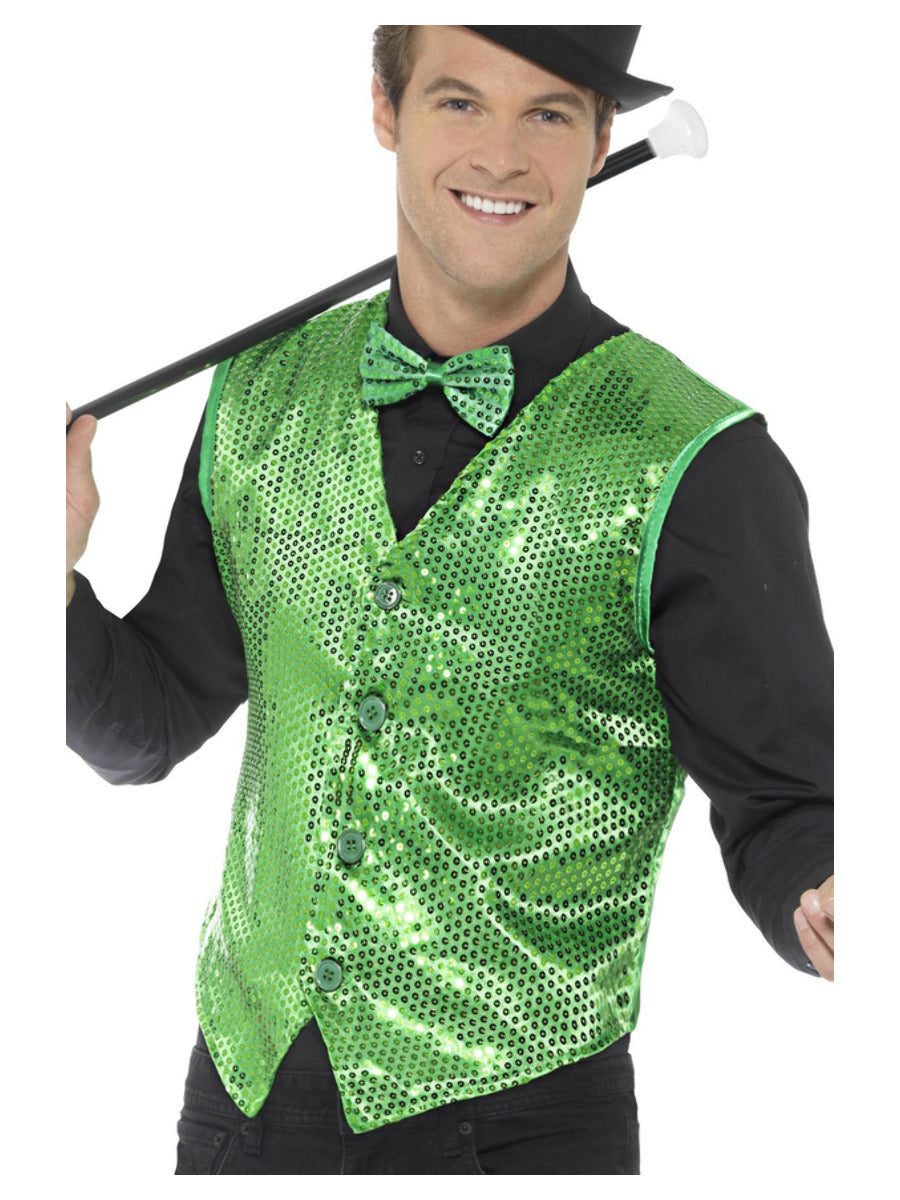 Sequin Waistcoat, Green - 1
