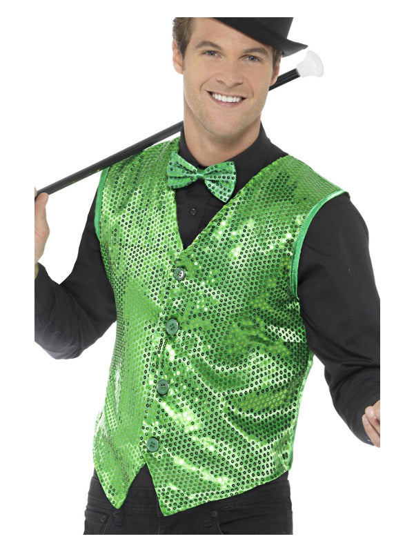 Sequin Waistcoat, Green - 2