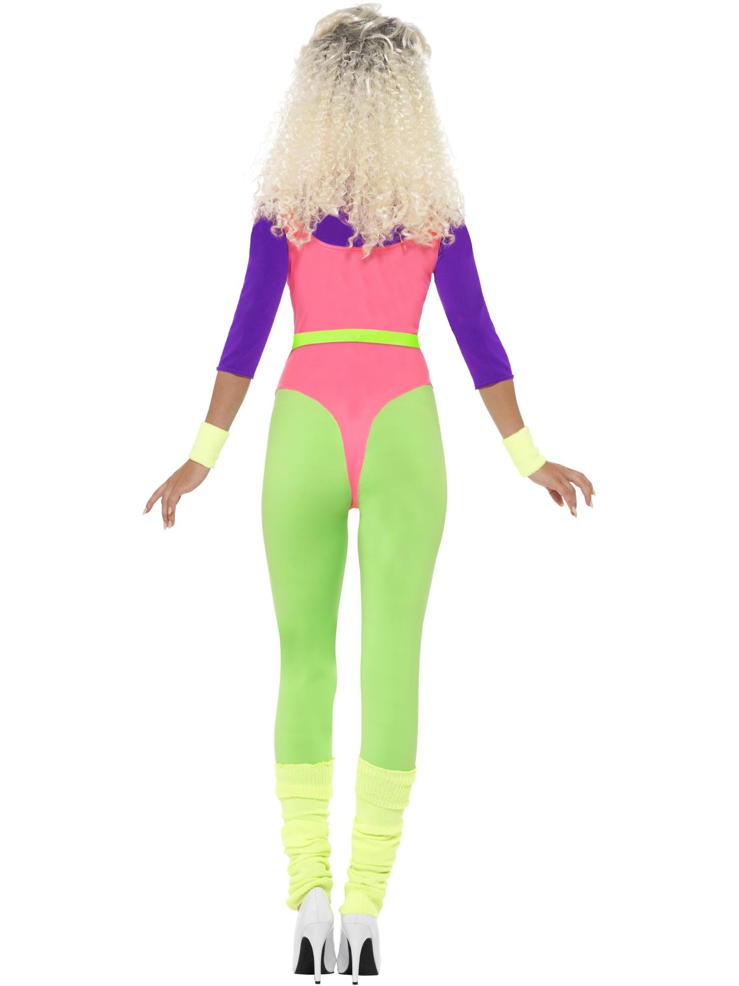 80s Work Out Costume, with Jumpsuit, Neon 2