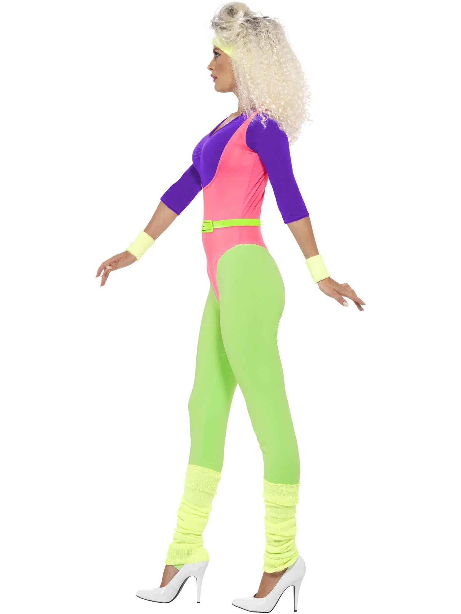 80s Work Out Costume, with Jumpsuit, Neon 3