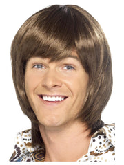 70s Heartthrob Wig, Brown - 1