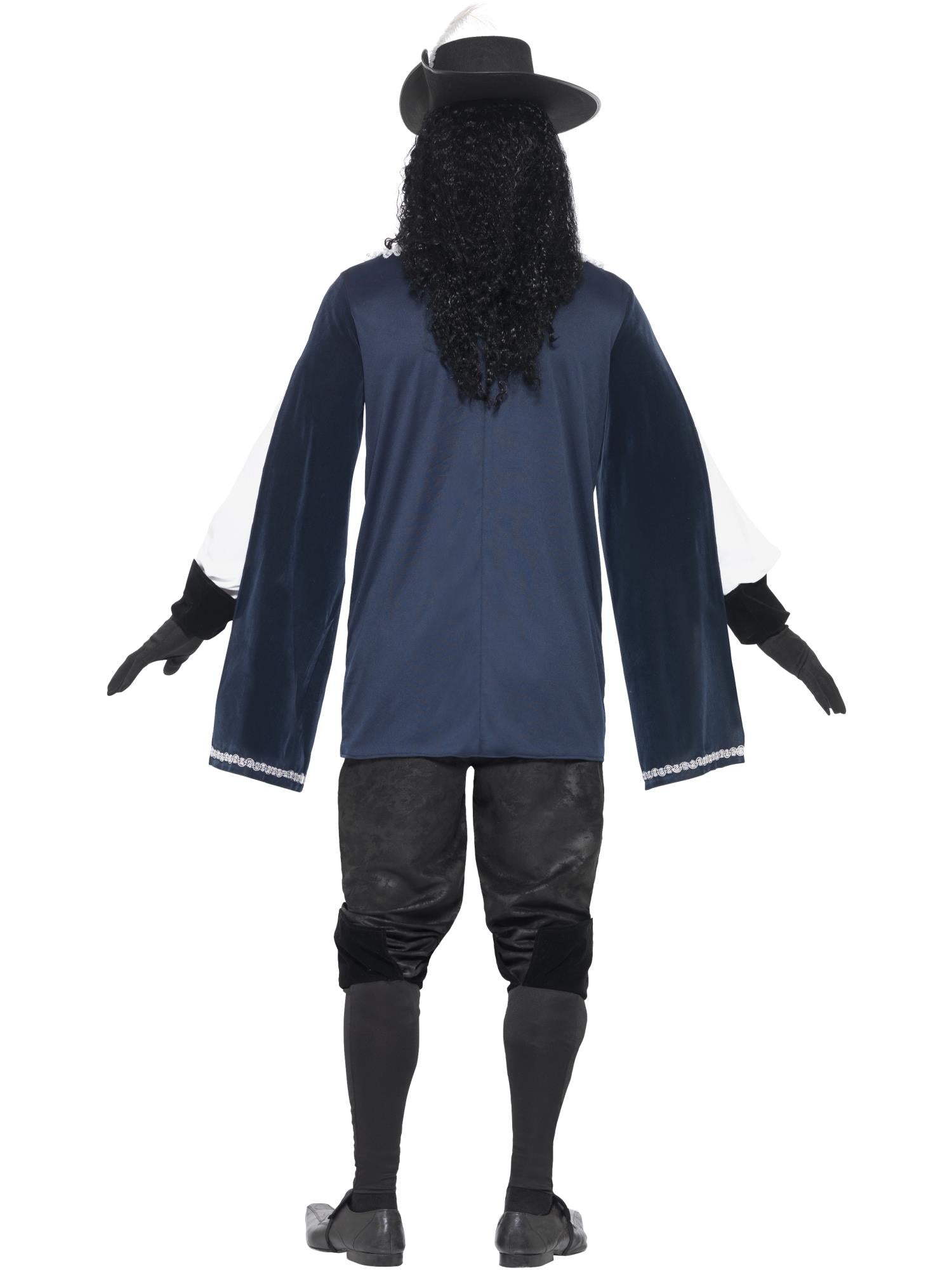 Musketeer Male Costume, with Top, Hat, Navy 2