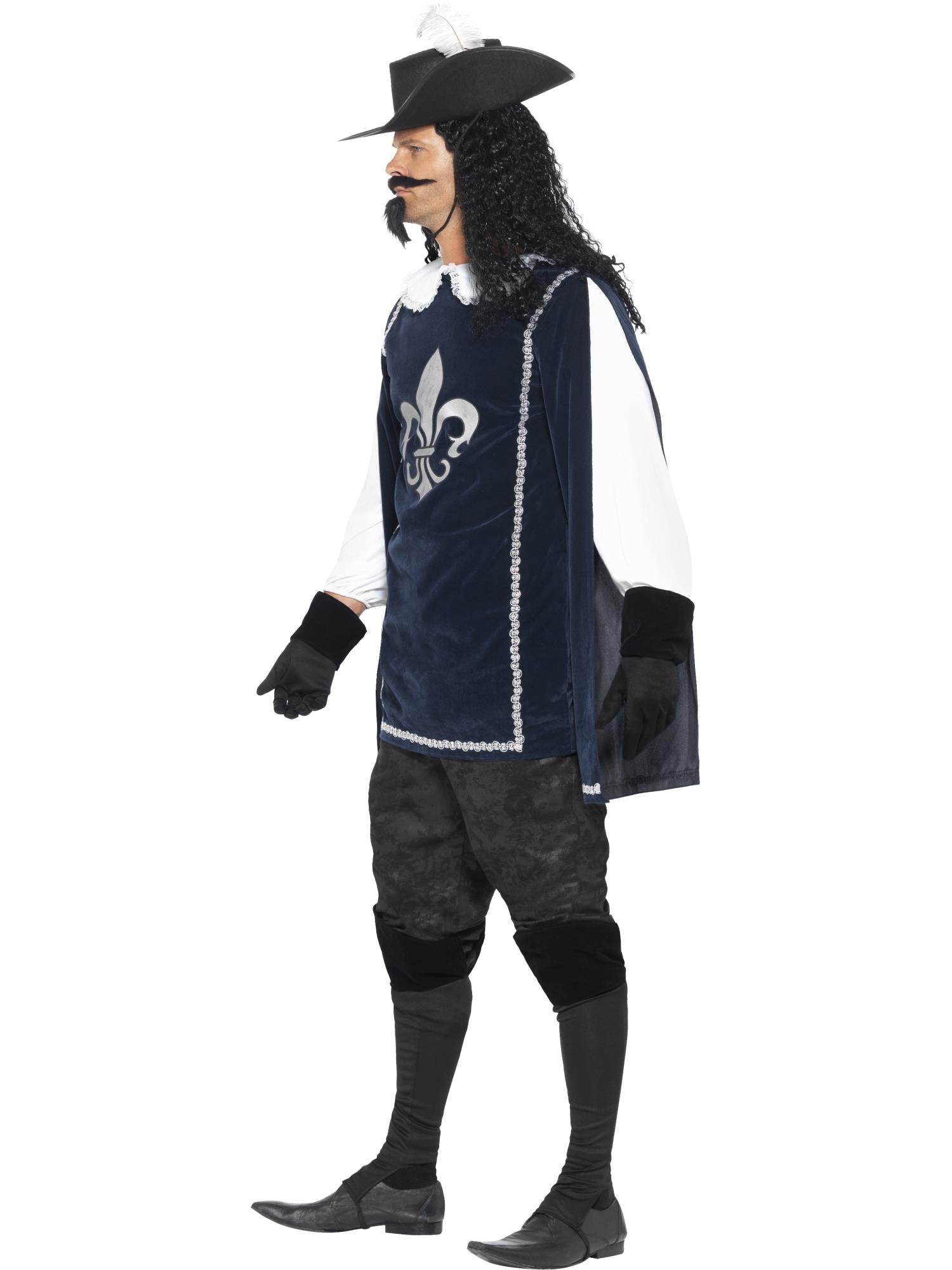 Musketeer Male Costume, with Top, Hat, Navy 3
