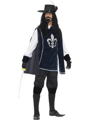 Musketeer Male Costume, with Top, Hat, Navy 1