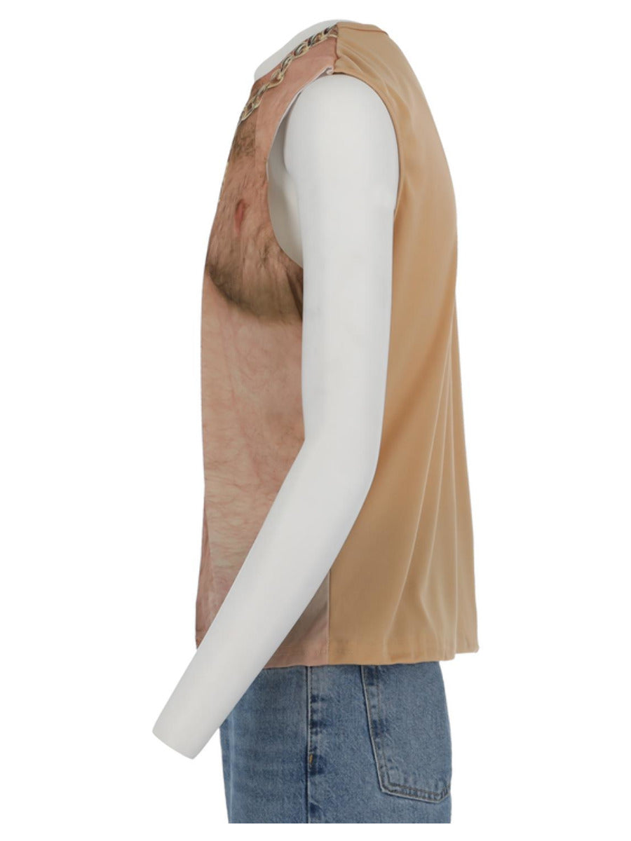 Realistic 70s Hairy Chest, Sleeveless Top, Nude - 4