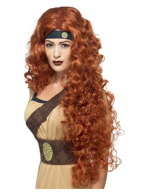 Medieval Warrior Queen Wig, Auburn - 2