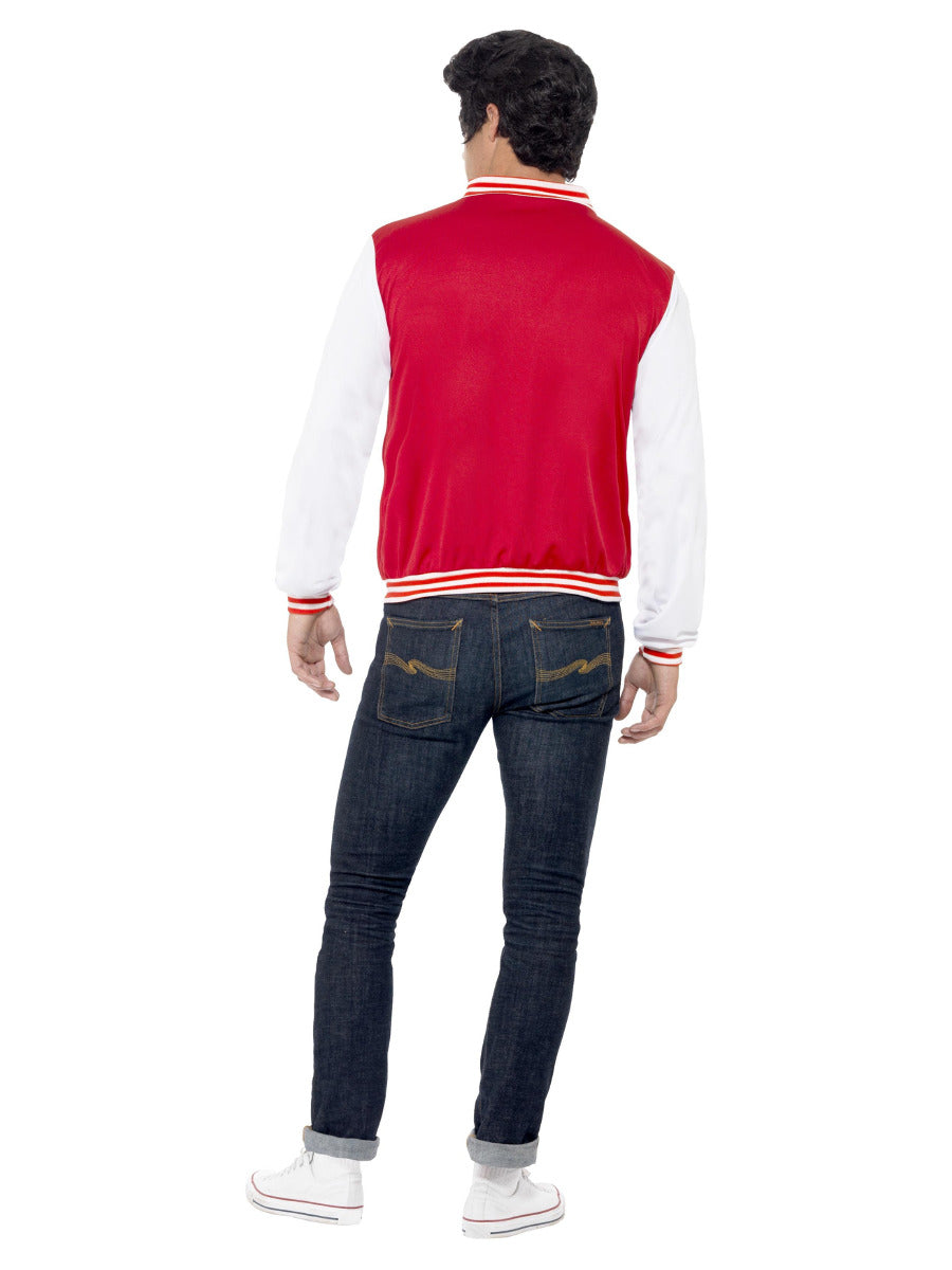 50s College Jock Letterman Jacket, Red - 3