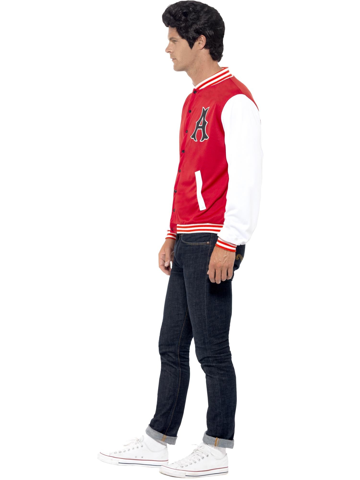 50s College Jock Letterman Jacket, Red 3