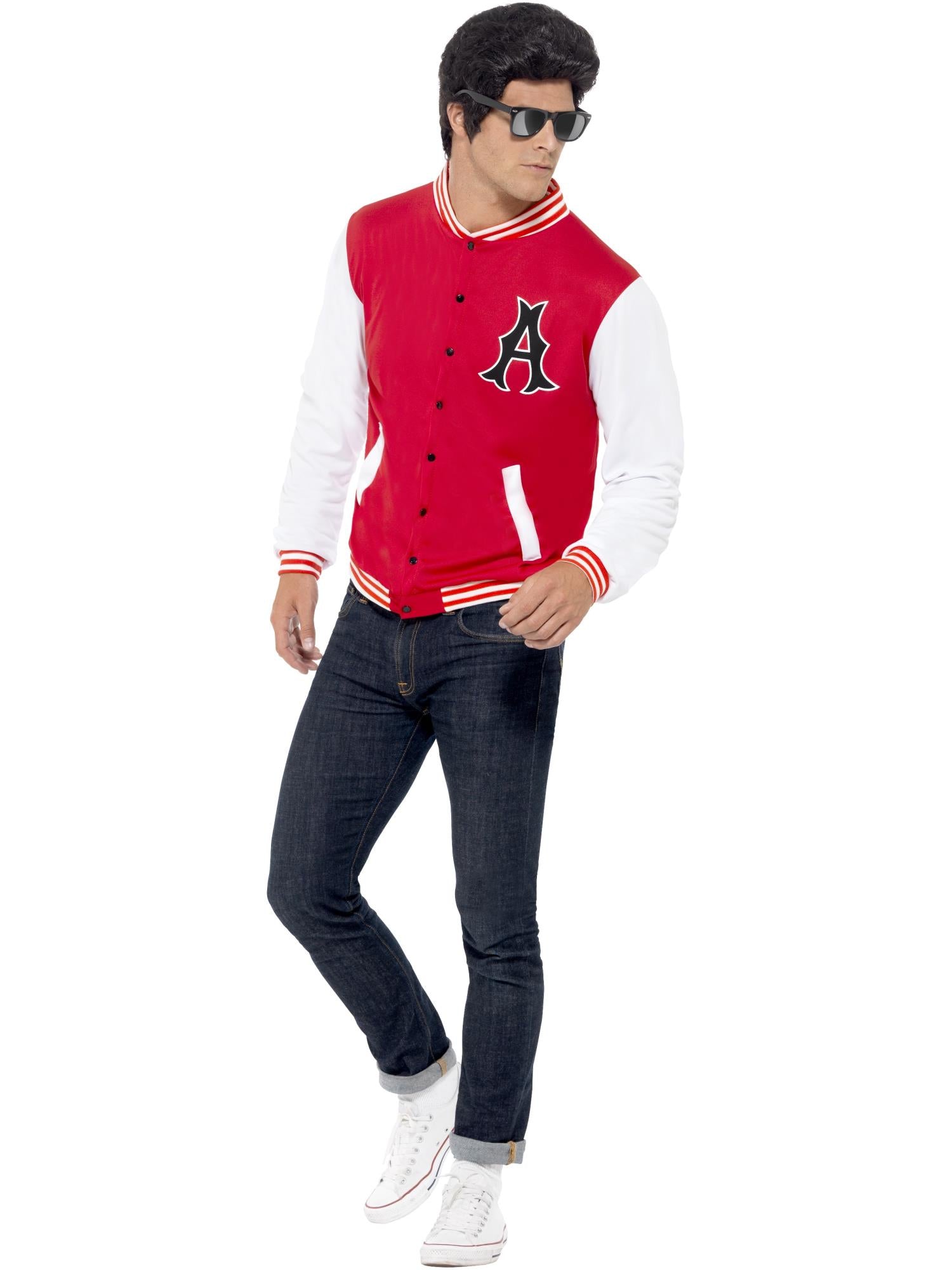 50s College Jock Letterman Jacket, Red 1
