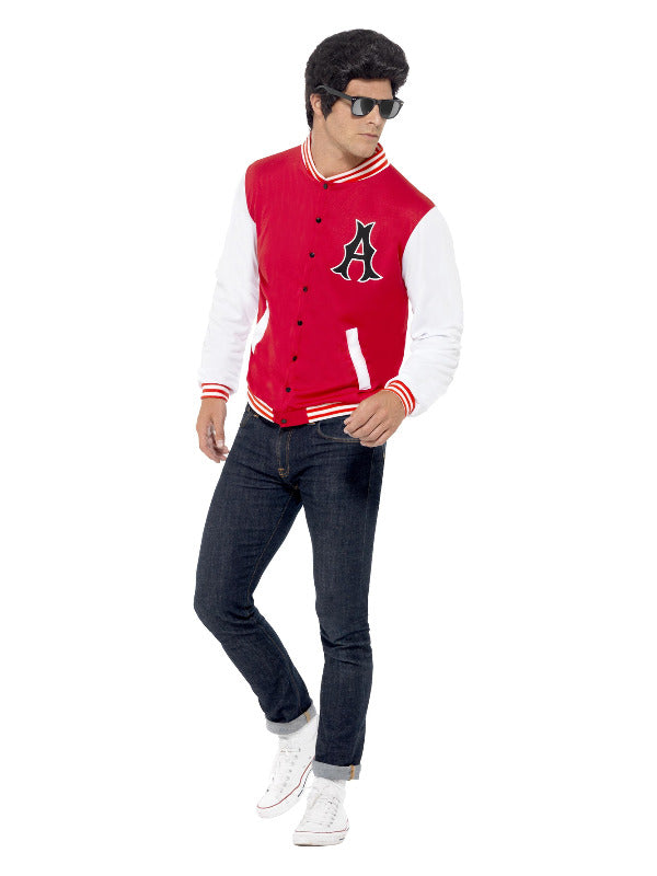 50s College Jock Letterman Jacket, Red - 2