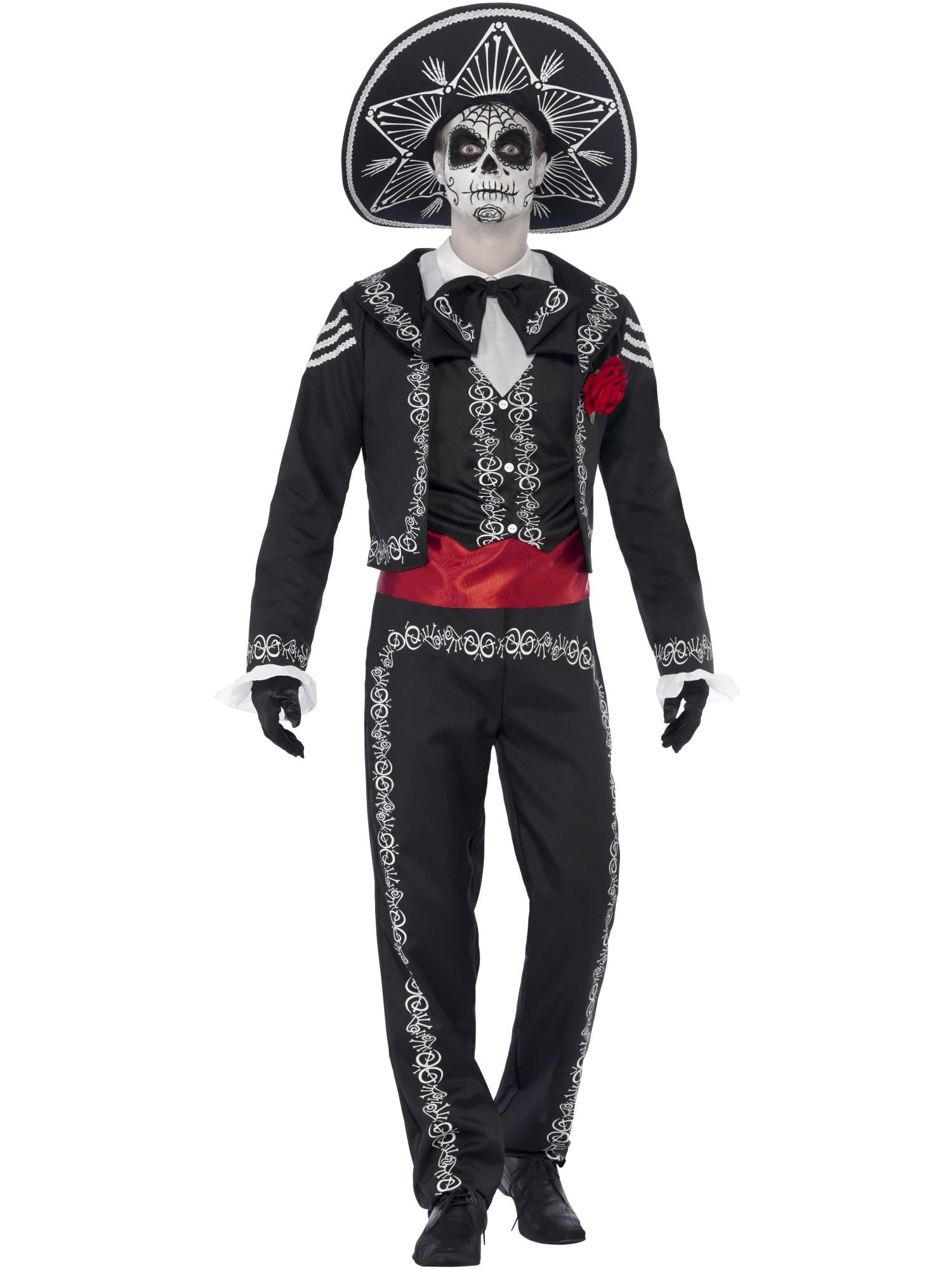 Deluxe Day of the Dead Se?or Bones Costume, Black 1