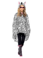 Zebra Party Poncho, Black & White - 1