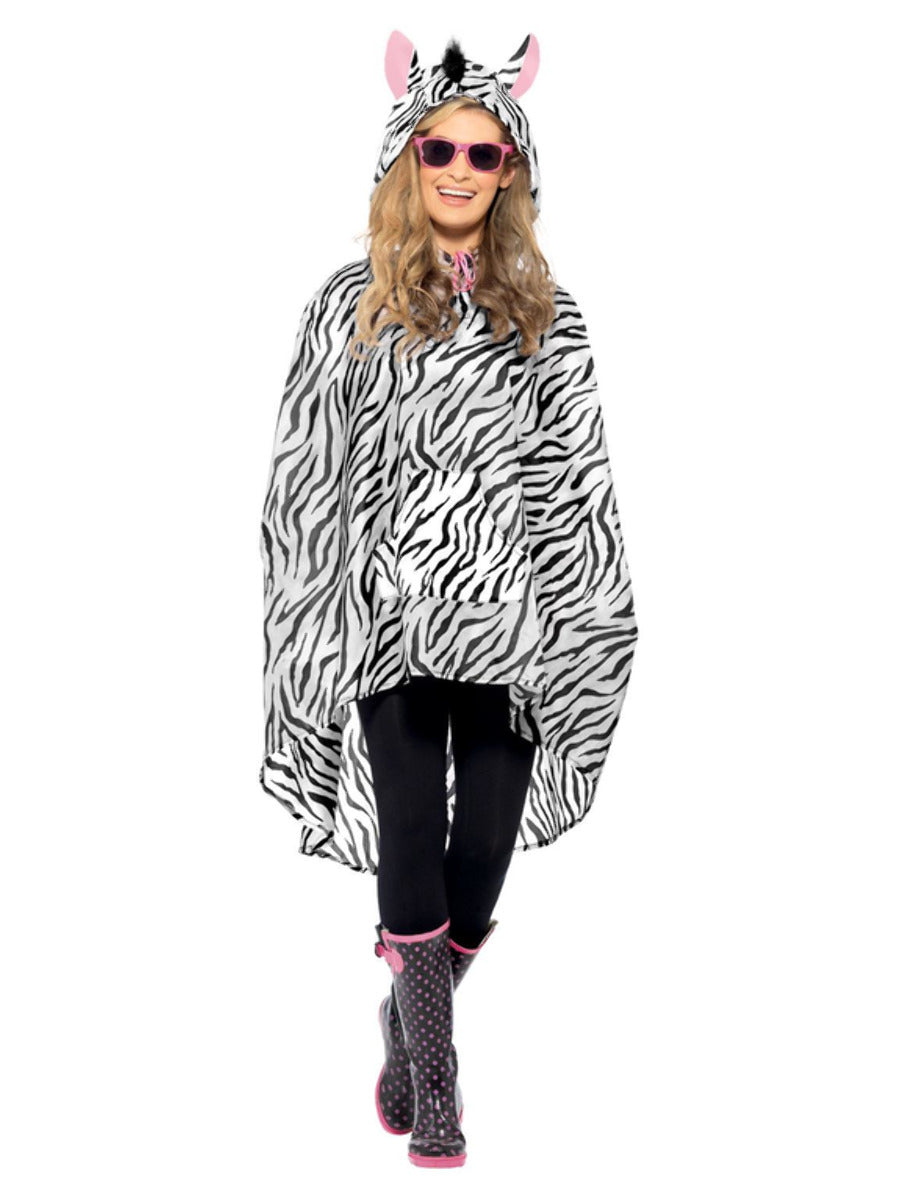 Zebra Party Poncho, Black & White - 1