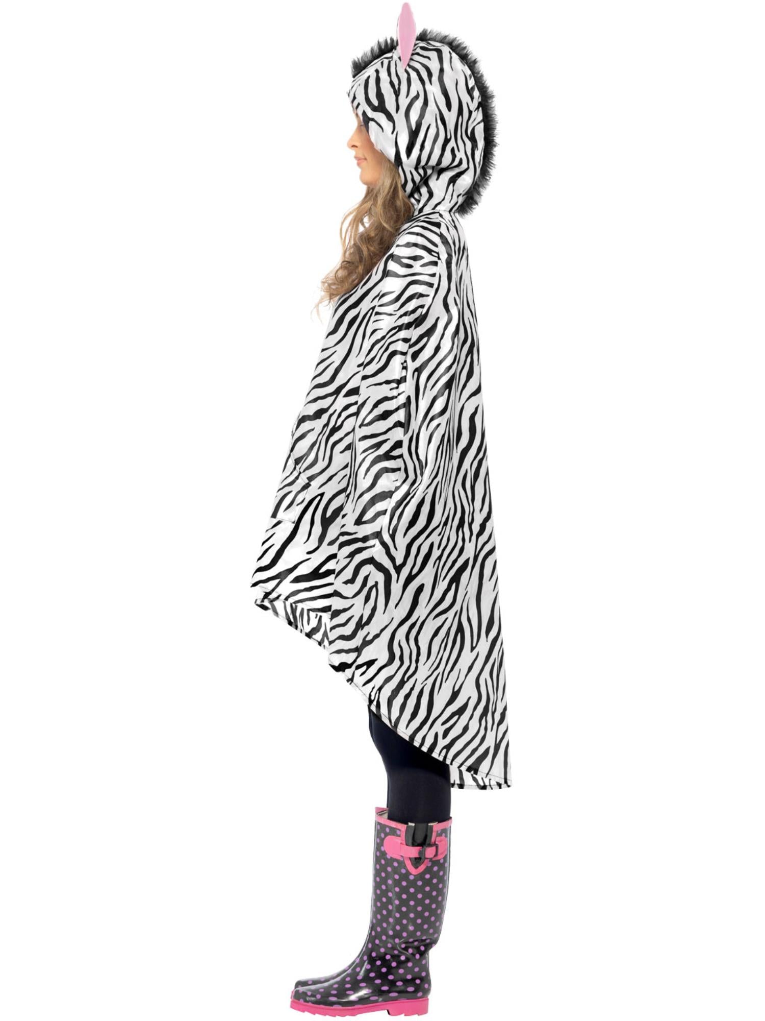Zebra Party Poncho, Black & White 3