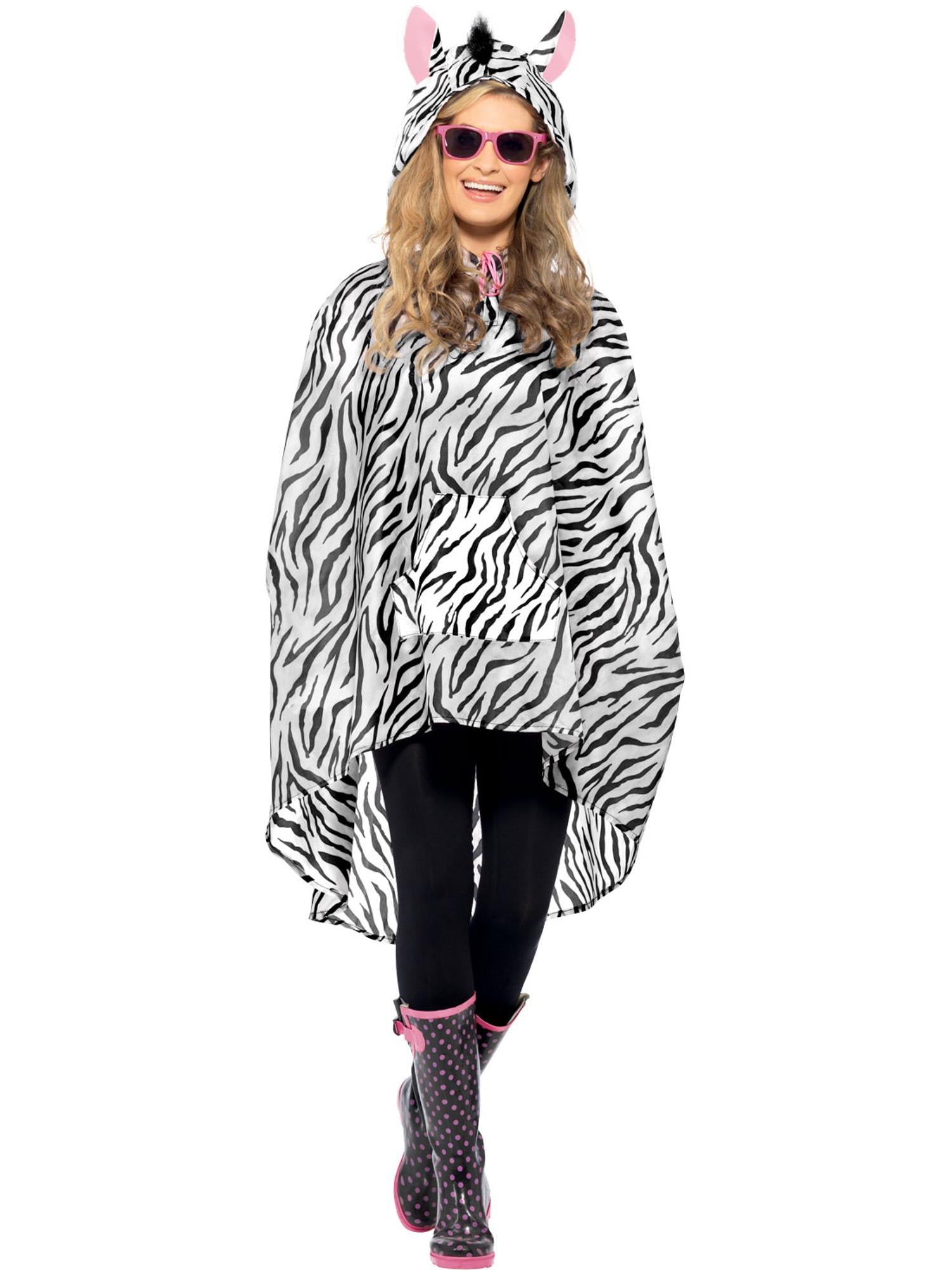 Zebra Party Poncho, Black & White 1
