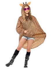 Giraffe Party Poncho, Brown - 1