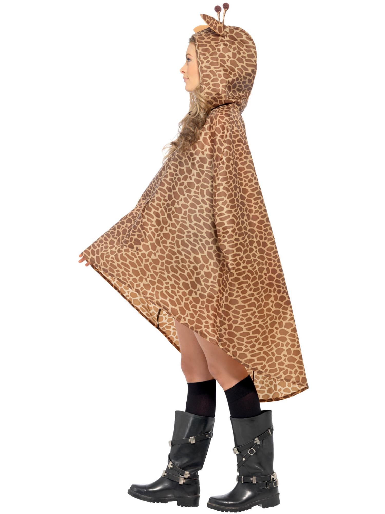 Giraffe Party Poncho, Brown 3