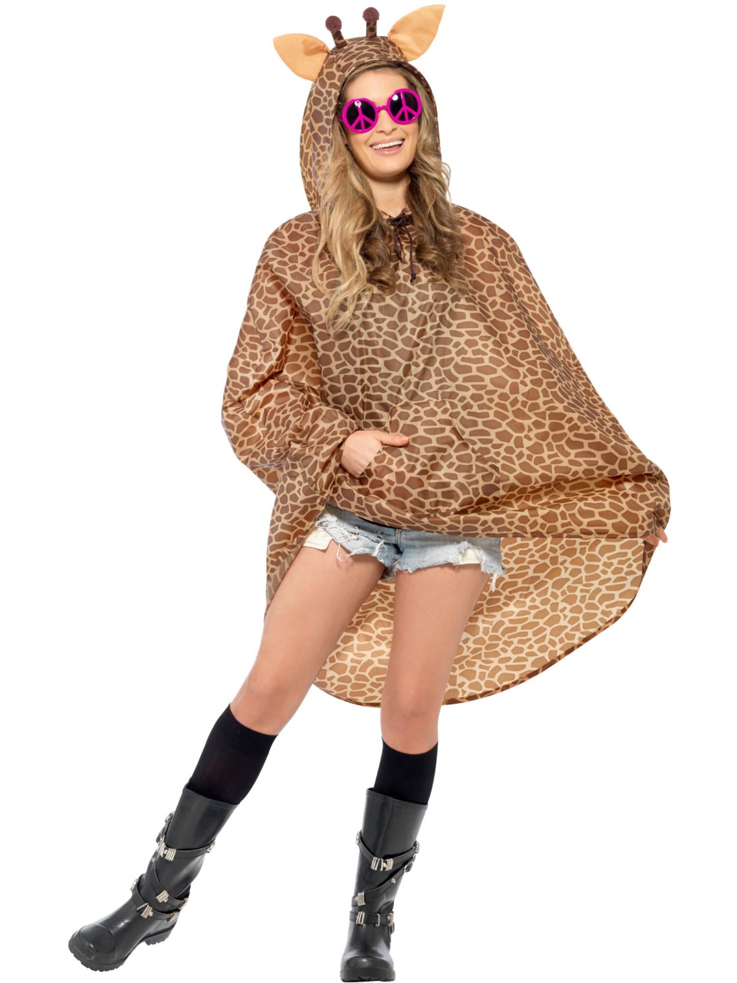 Giraffe Party Poncho, Brown 1