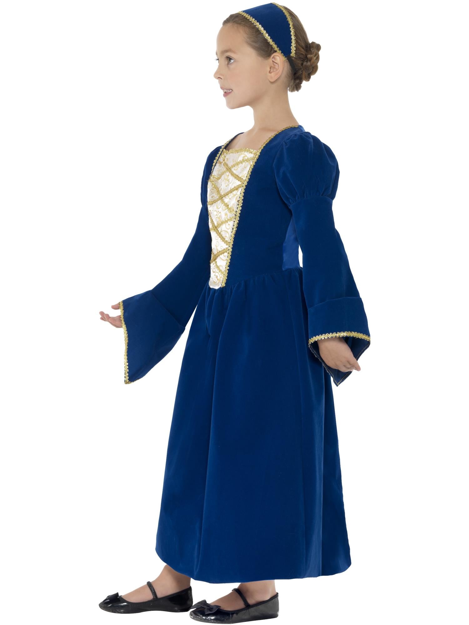 Tudor Princess Girl Costume, Royal Blue 3
