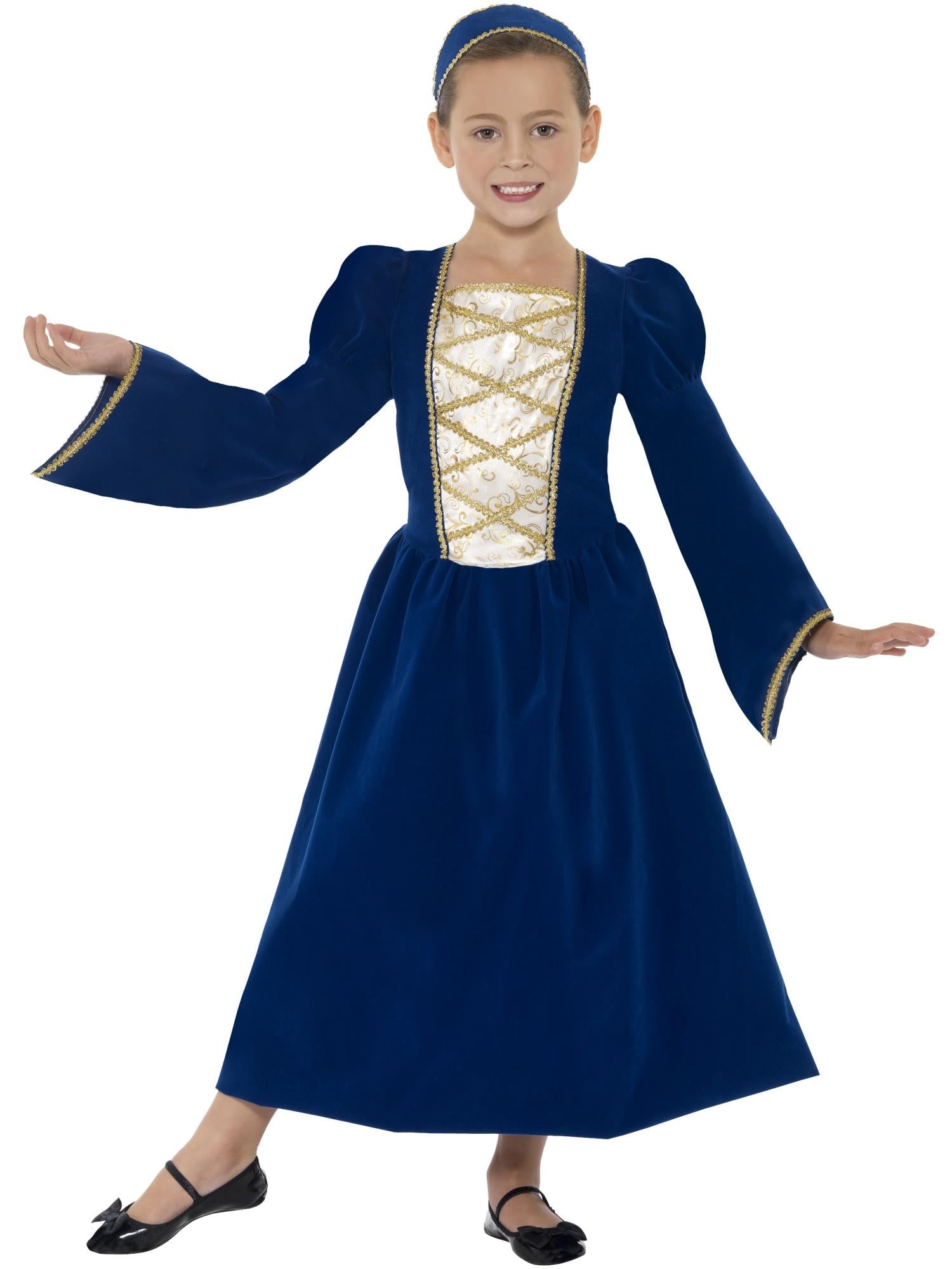 Tudor Princess Girl Costume, Royal Blue 1