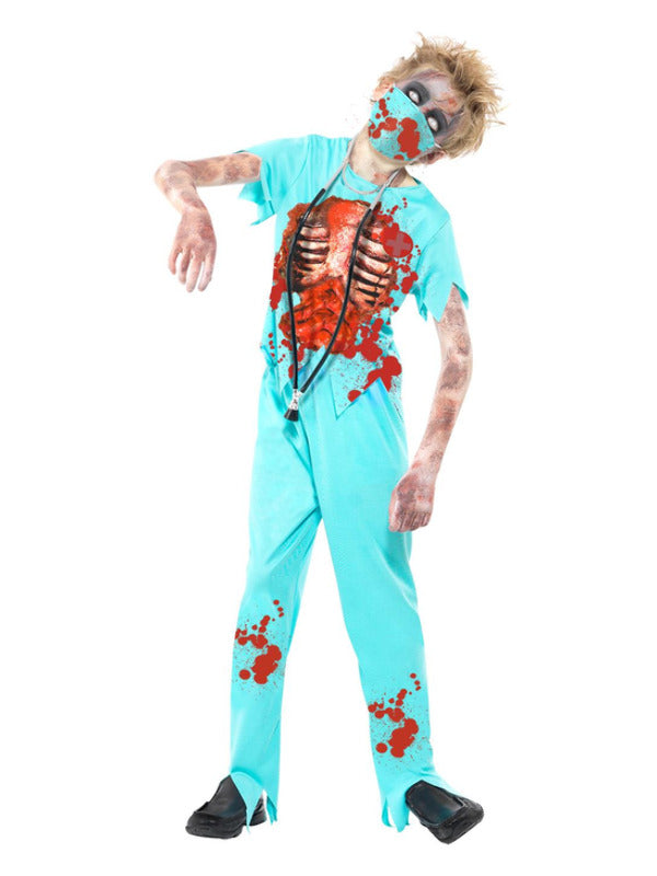 Zombie Surgeon Costume, Blue - 2