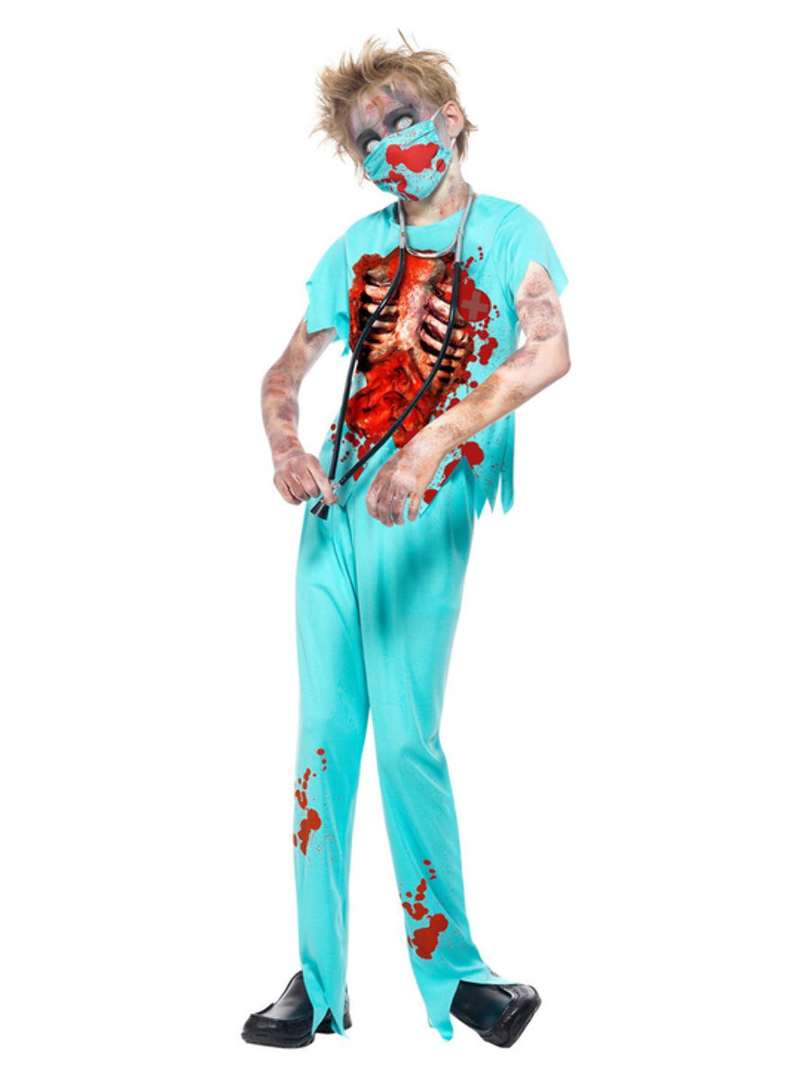 Zombie Surgeon Costume, Blue - 5