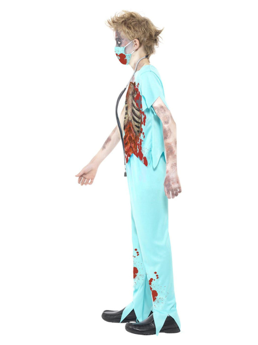 Zombie Surgeon Costume, Blue - 4