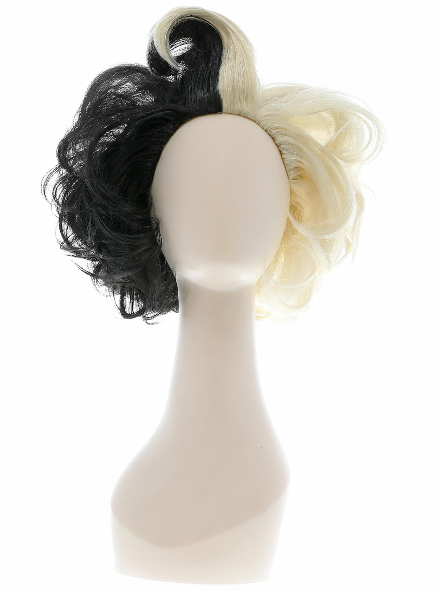 Deluxe Evil Madame Wig, Black & Blonde 3