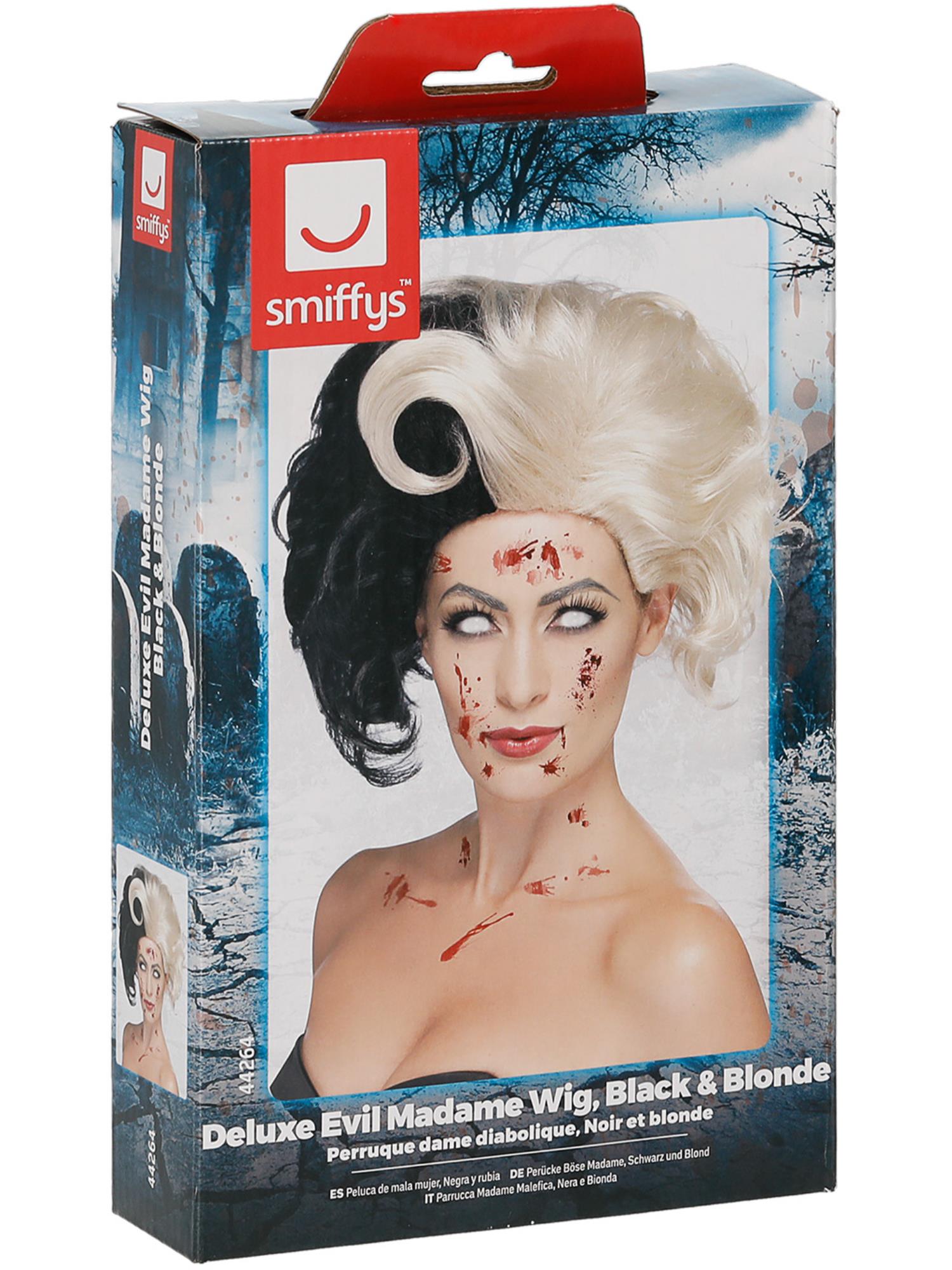 Deluxe Evil Madame Wig, Black & Blonde 2