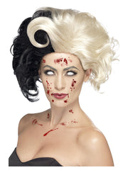 Deluxe Evil Madame Wig, Black & Blonde - 1