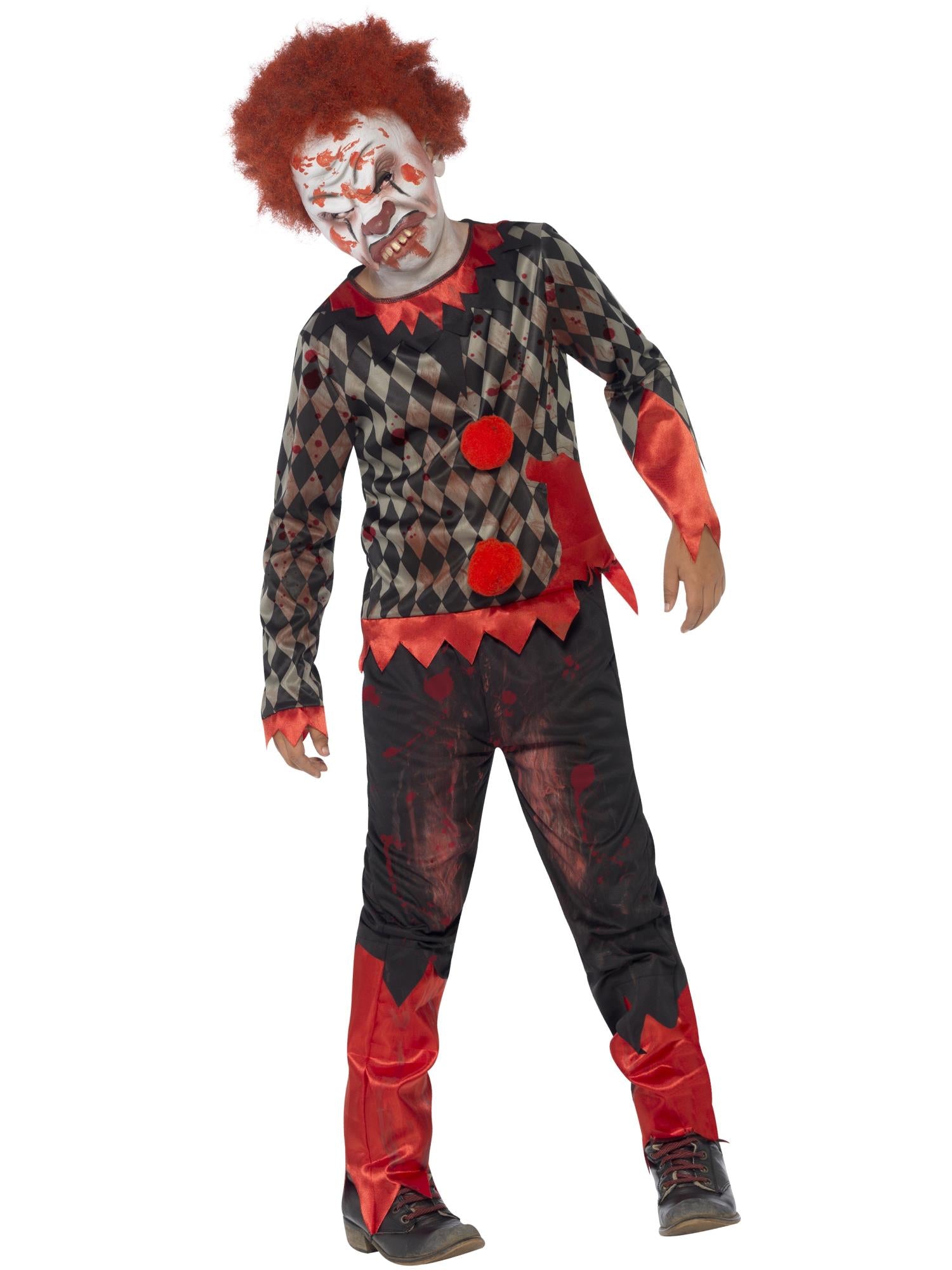 Deluxe Zombie Clown Costume, Red & Green 1