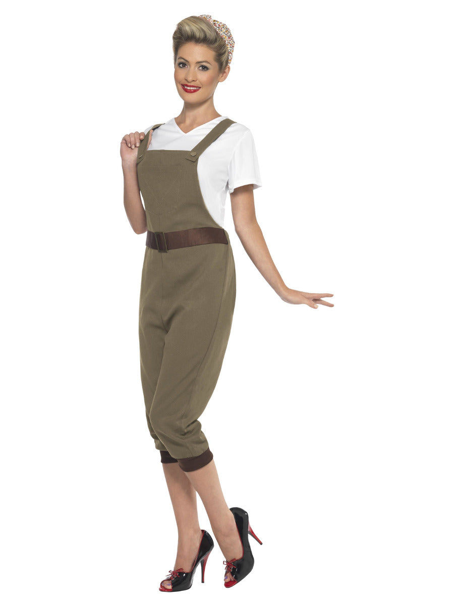 WW2 Land Girl Costume, Khaki - 3