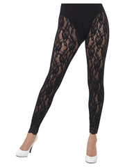 80s Lace Leggings, Black - 1