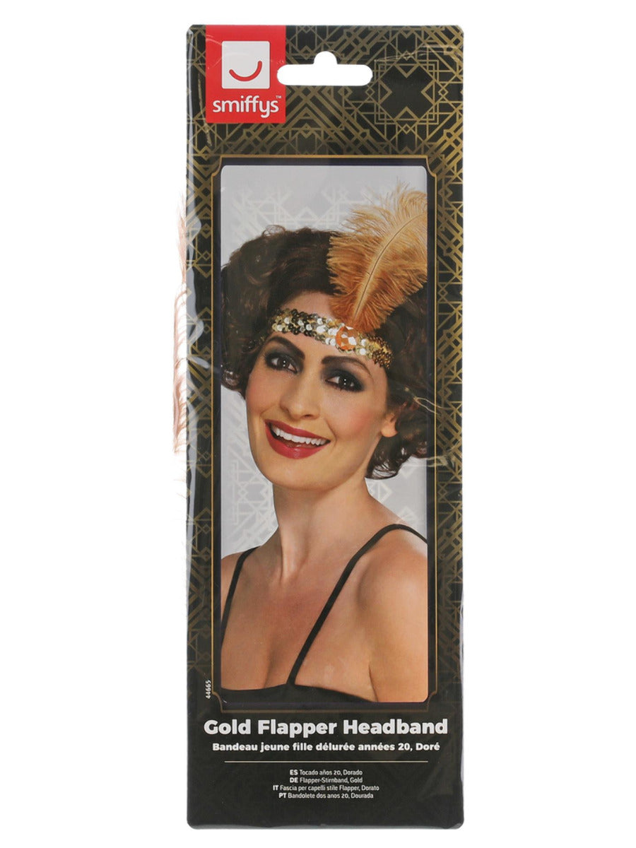 Flapper Headband, Gold - 3