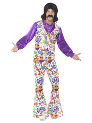 60s Groovy Hippie Costume, Multi-Coloured - 1