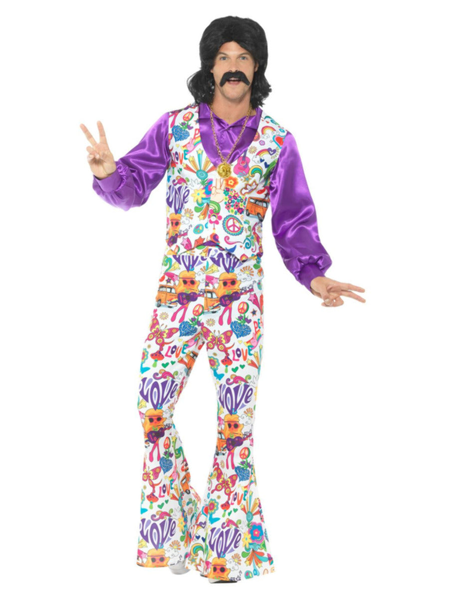 60s Groovy Hippie Costume, Multi-Coloured - 5