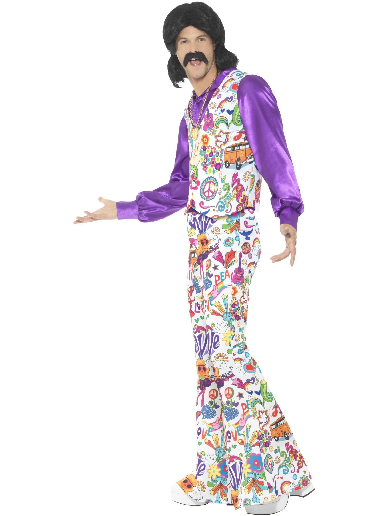 60s Groovy Hippie Costume, Multi-Coloured 3