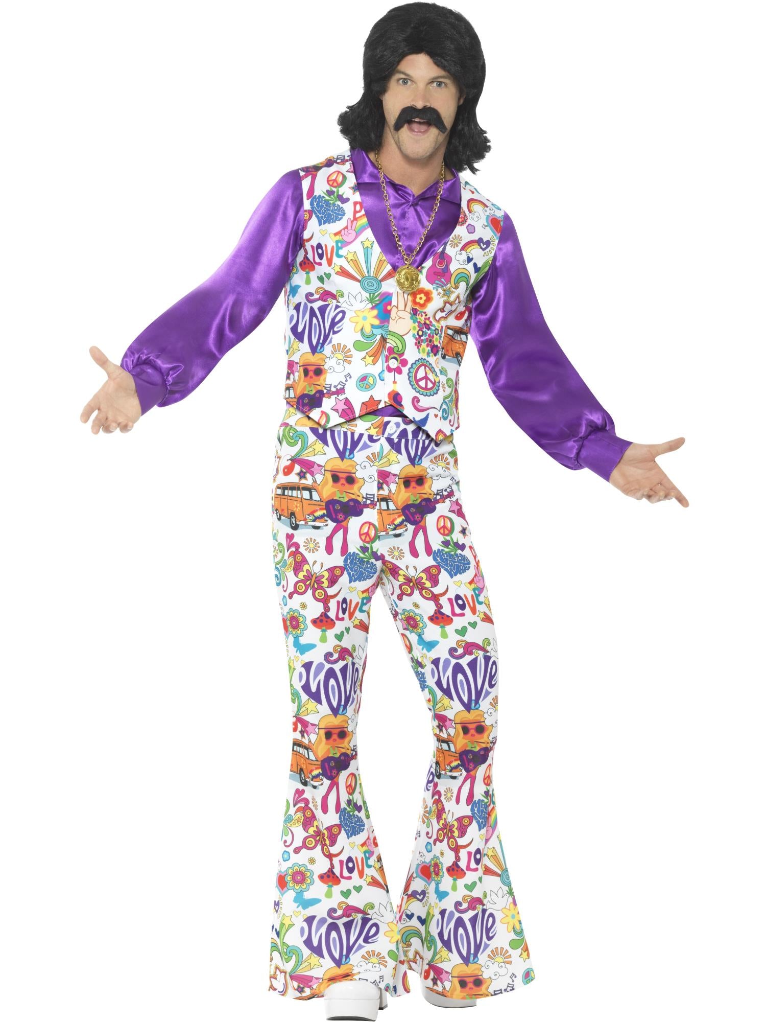 60s Groovy Hippie Costume, Multi-Coloured 1