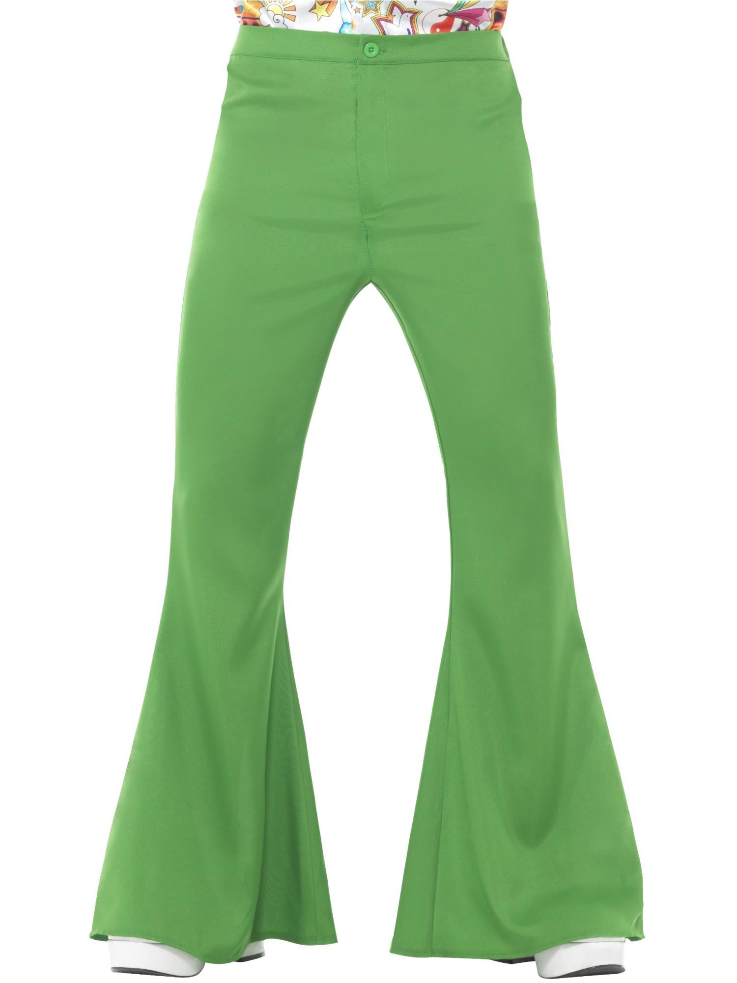 Flared Trousers, Mens, Green 1