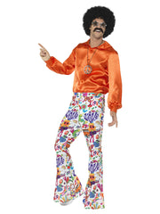 60s Groovy Flared Trousers, Mens, Multi-Coloured - 1
