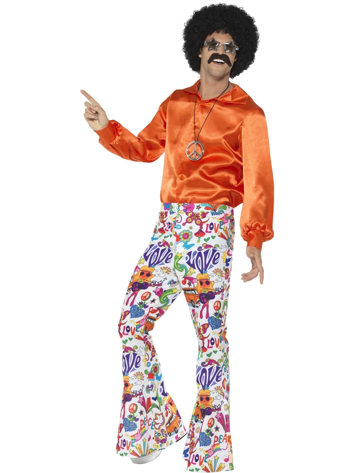 60s Groovy Flared Trousers, Mens, Multi-Coloured 1