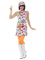 60's Groovy Chick Costume, Multi-Coloured - 1