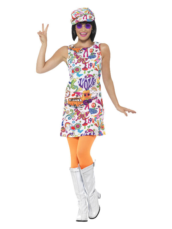 60's Groovy Chick Costume, Multi-Coloured - 2