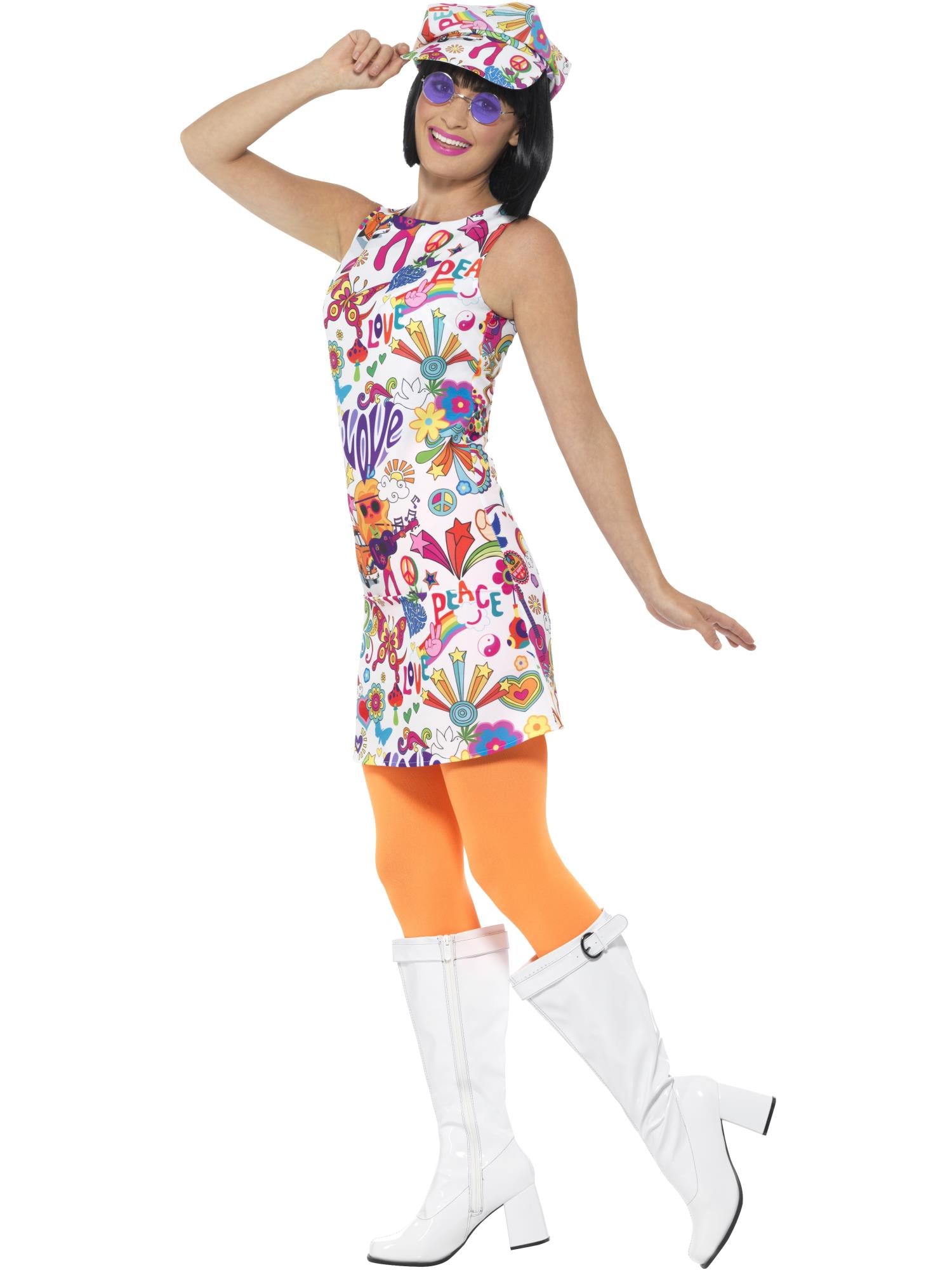 60's Groovy Chick Costume, Multi-Coloured 3