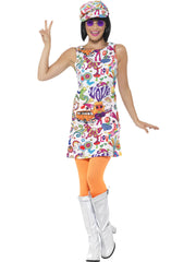 60's Groovy Chick Costume, Multi-Coloured 1