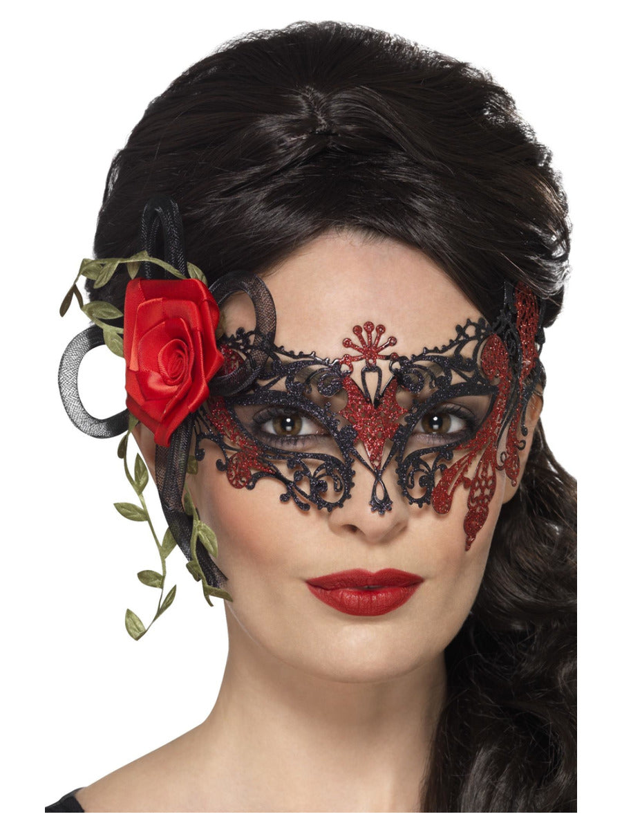 Day of the Dead Metal Filigree Eyemask, Black - 1