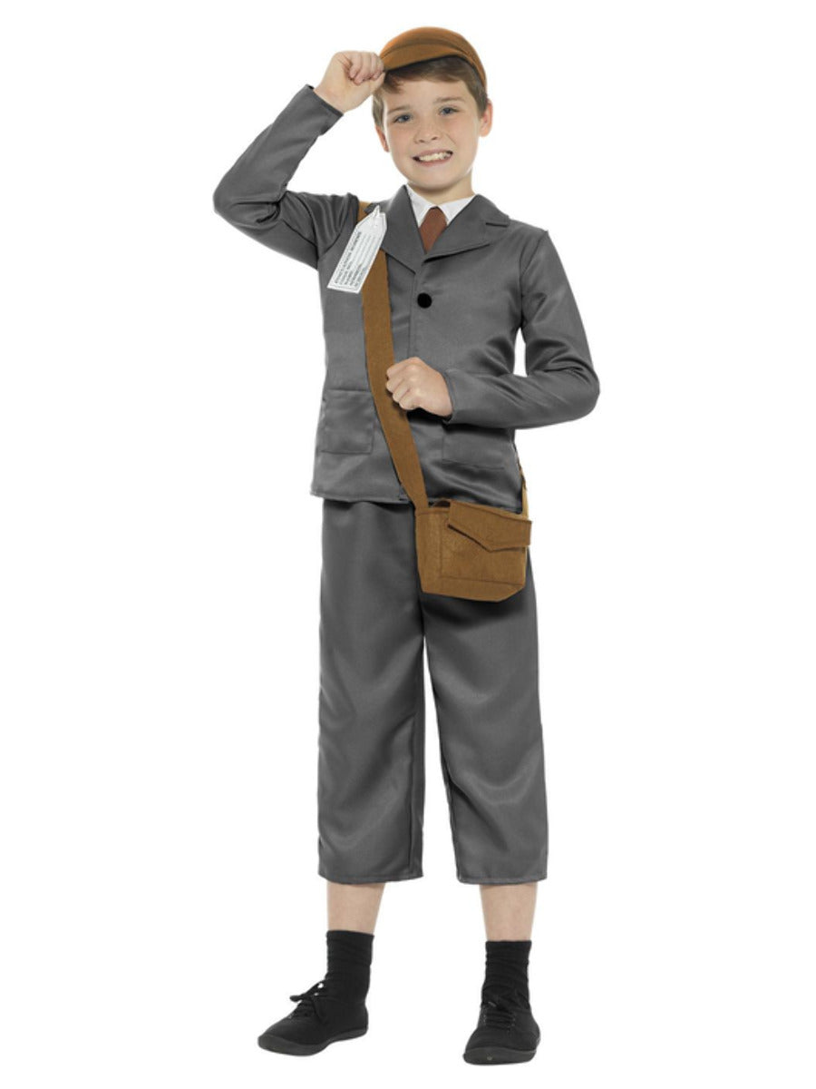 WW2 Evacuee Boy Costume, Grey - 1