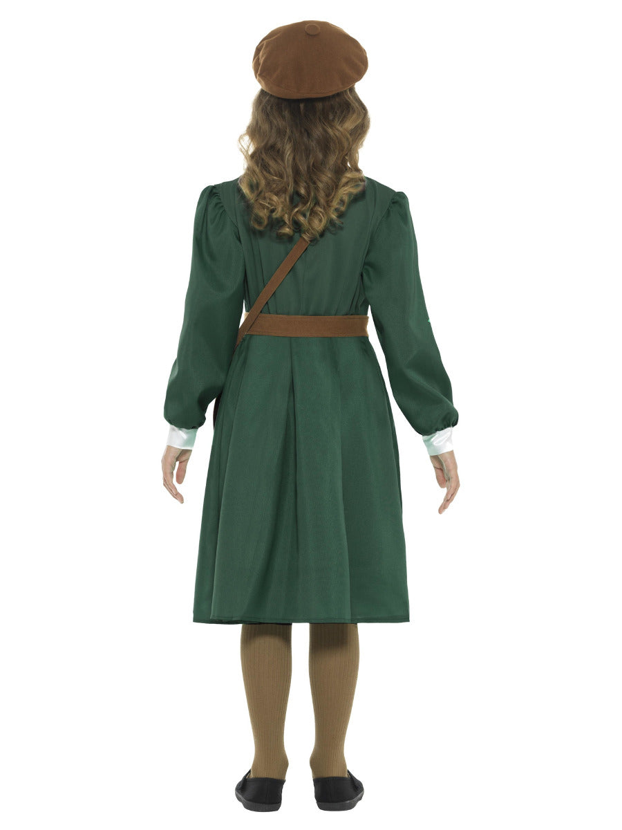 WW2 Evacuee Girl Costume, Green - 3